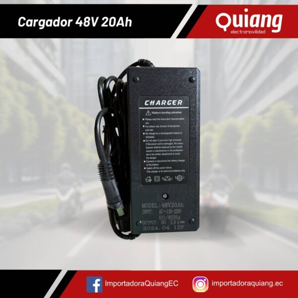 Cargador de Batería 48V 20Ah para Motos Eléctricas de Plomo Ácido