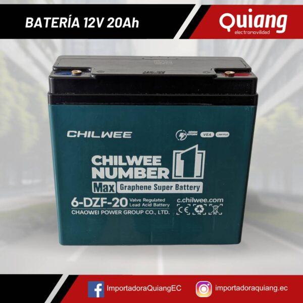 Batería para moto eléctrica 12V20Ah con Grafeno Chilwee (unidad)