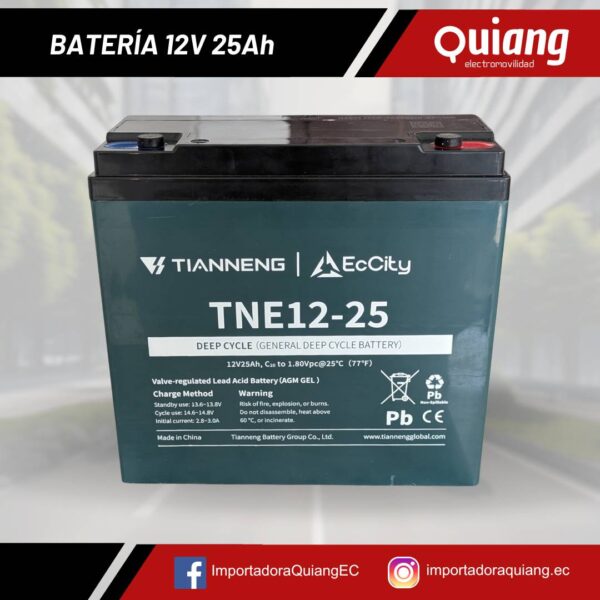Batería para moto eléctrica 12V 25Ah Tianneng (Unidad)