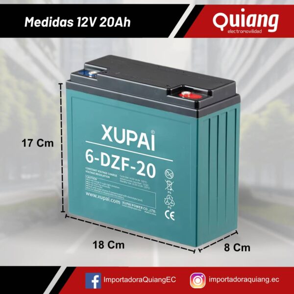 Batería para moto eléctrica 12V20Ah XUPAI (Unidad) - Imagen 2
