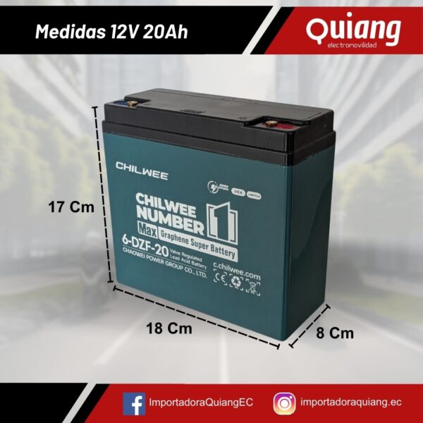 Pack 6 Baterías para Moto Eléctrica 12V20Ah Chilwee - Imagen 2