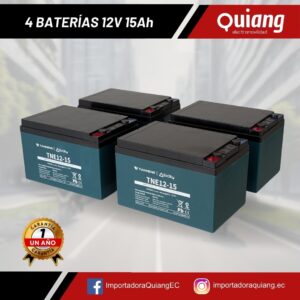 Pack 4 Baterías para Moto Eléctrica 12V15Ah Tianneng