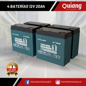 Pack 4 Baterías para Moto Eléctrica 12V20Ah Chilwee