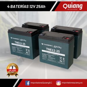 Pack 4 Baterías para Moto Eléctrica 12V25Ah Tianneng