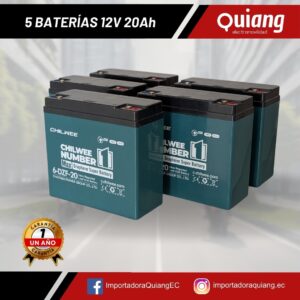 Pack 5 Baterías para Moto Eléctrica 12V20Ah Chilwee
