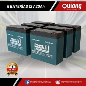 Pack 6 Baterías para Moto Eléctrica 12V20Ah Chilwee