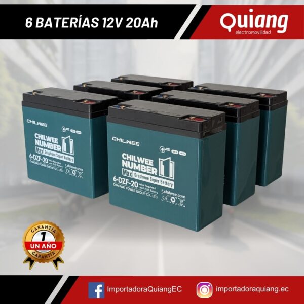 Pack 6 Baterías para Moto Eléctrica 12V20Ah Chilwee