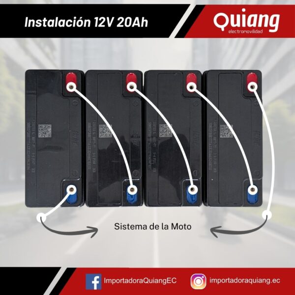 Pack 4 Baterías para Moto Eléctrica 12V20Ah Chilwee - Imagen 3
