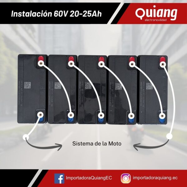 Pack 5 Baterías para Moto Eléctrica 12V20Ah Chilwee - Imagen 3