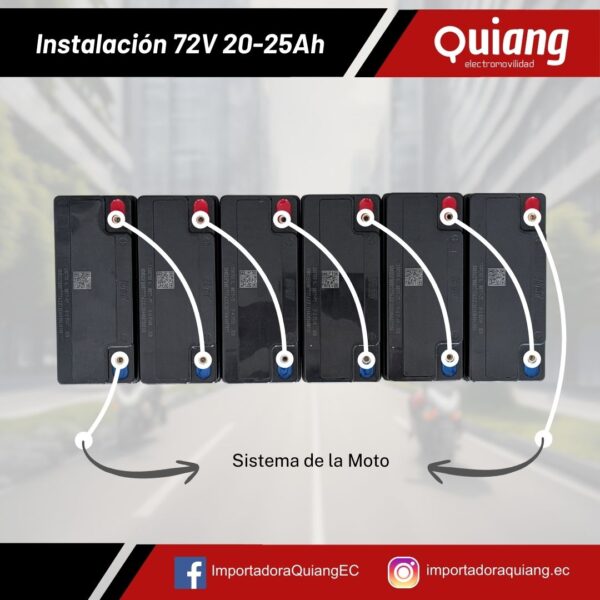 Pack 6 Baterías para Moto Eléctrica 12V20Ah Chilwee - Imagen 3
