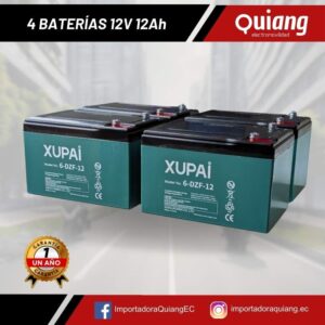 Pack de 4 baterías 12V12Ah para moto eléctrica de 48V 12Ah XUPAI