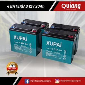Pack de 4 baterías 12V20Ah para moto eléctrica de 48V 20Ah XUPAI