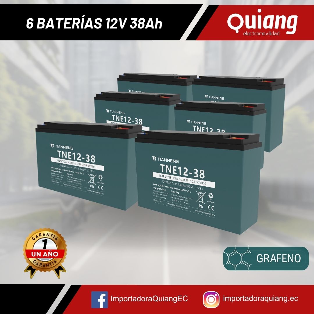 Pack de 6 baterías 12V38Ah para moto eléctrica