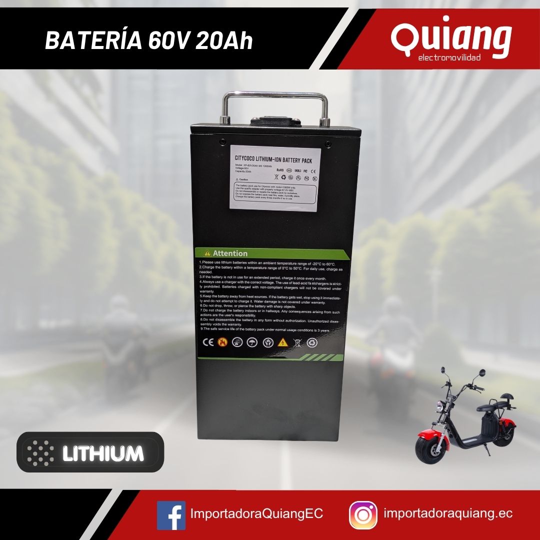 Batería de litio 60V20Ah de piso para CityCoco moto eléctrica 1500W